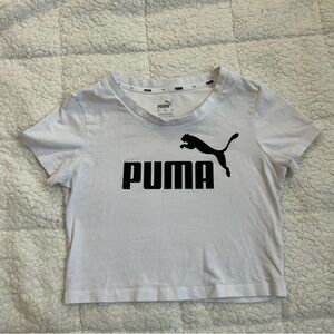PUMA White Crop Top with Black Logo